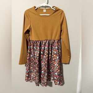Charming Mustard and Floral Kids Dress